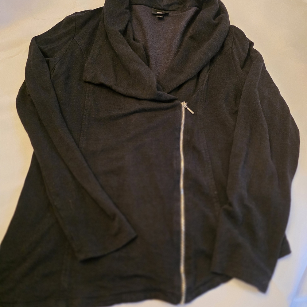 Womens Mossino Black Asymmetrical Zip Jacket | Soft Knit  | M Carrie Bradshaw
